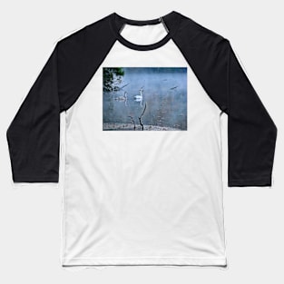 Swans on a Foggy Morning Baseball T-Shirt